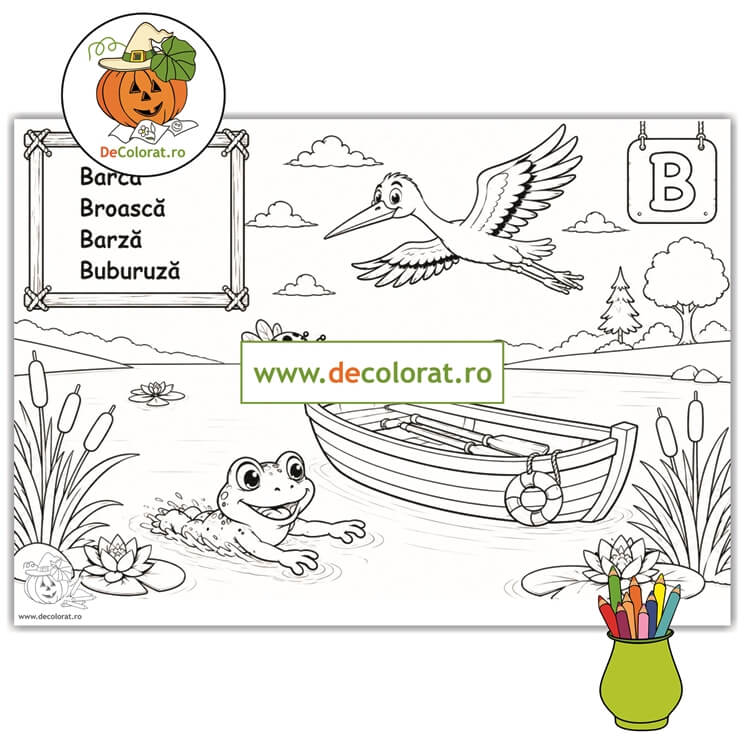 Planșă de colorat pentru învătarea literei B