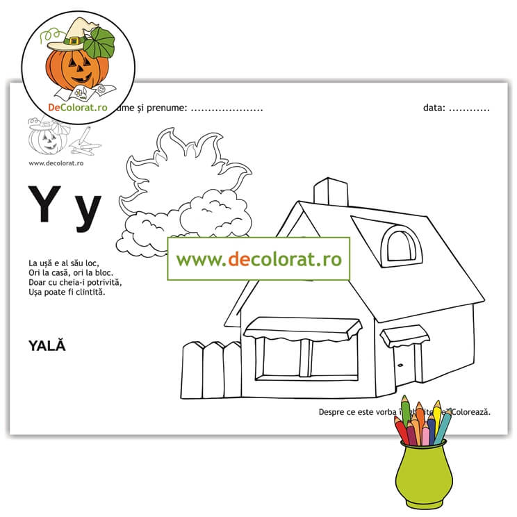 Litera și Sunetul Y – fișă de lucru cu ghicitoare (yală)