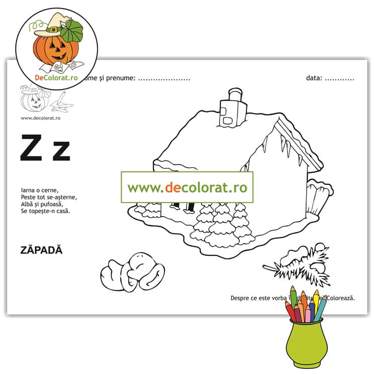 Litera și Sunetul Z – fișă de lucru cu ghicitoare (zăpadă)