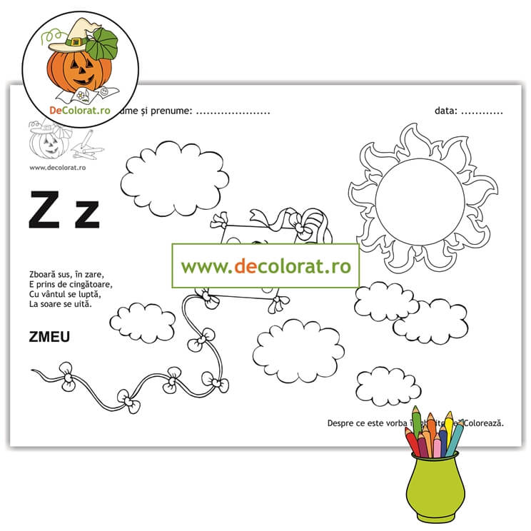 Litera și Sunetul Z – fișă de lucru cu ghicitoare (zmeu)