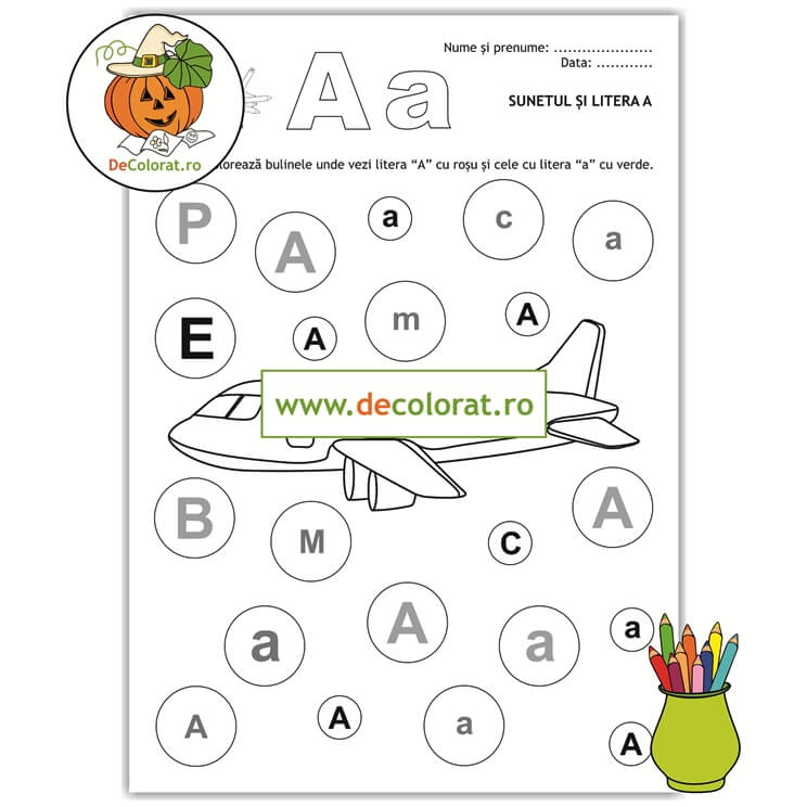 Fișă de lucru cu litera și sunetul A – Să învățăm literele A mare și a mic!