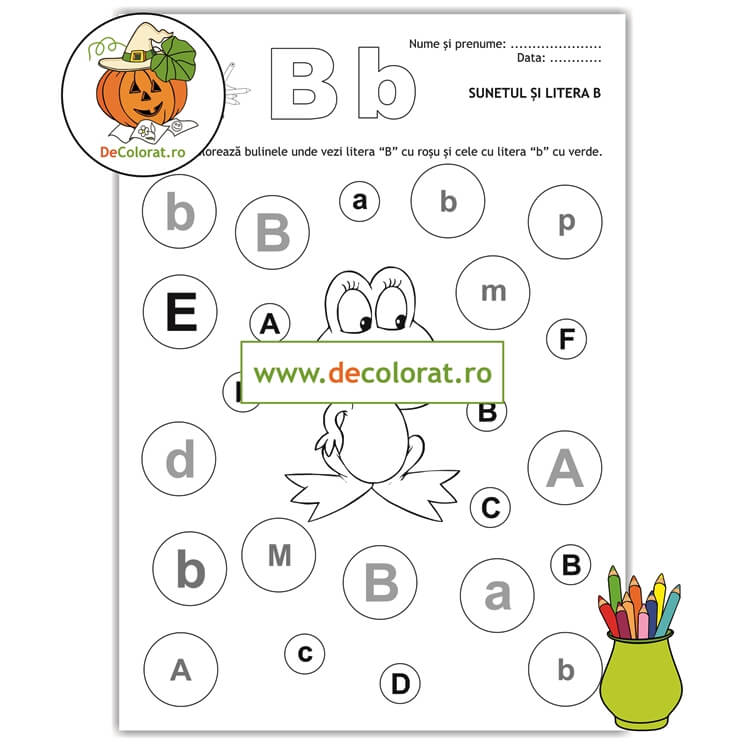 Fișă de lucru cu litera și sunetul B – Să învățăm literele B mare și a mic!