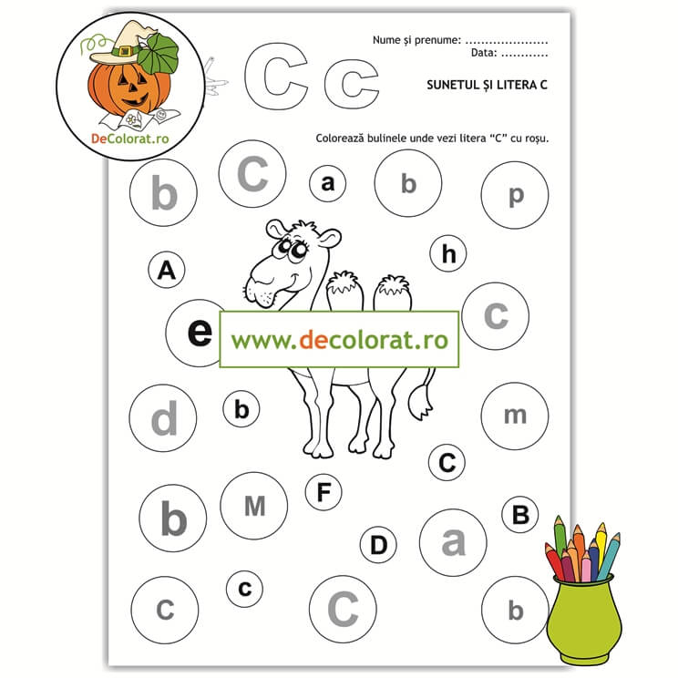 Fișă de lucru cu litera și sunetul C – Să învățăm literele C mare și c mic!