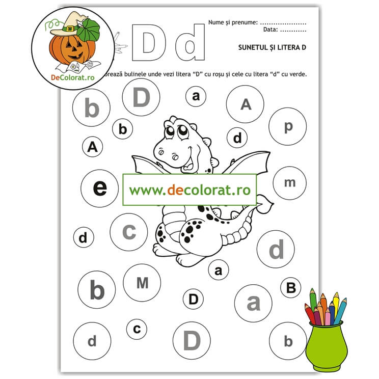Fișă de lucru cu litera și sunetul D – Să învățăm literele D mare și d mic!
