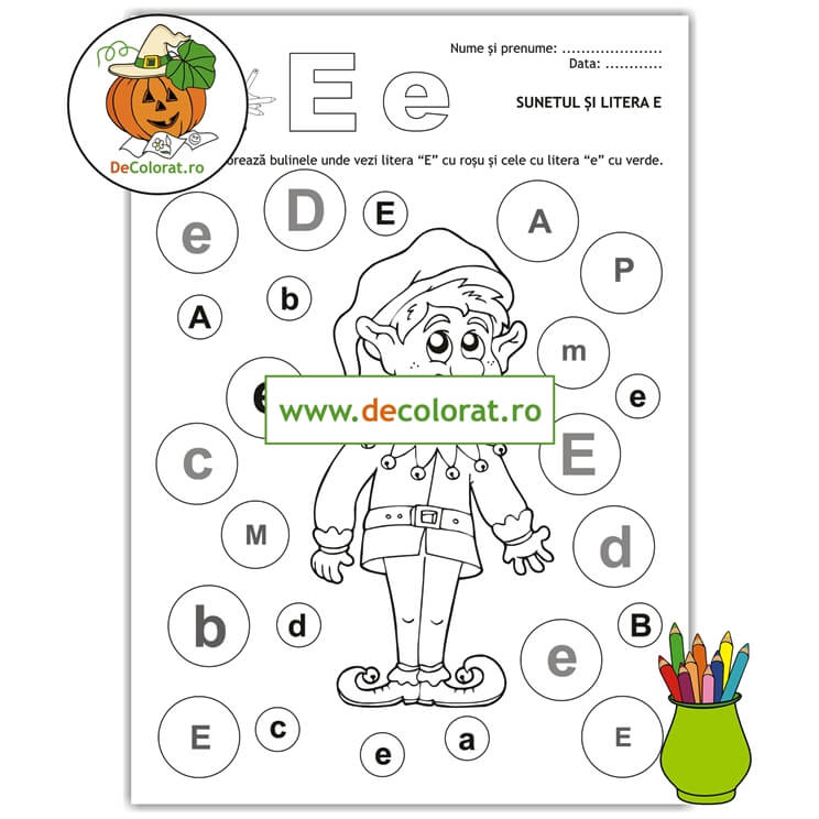 Fișă de lucru cu litera și sunetul E – Să învățăm literele E mare și e mic!