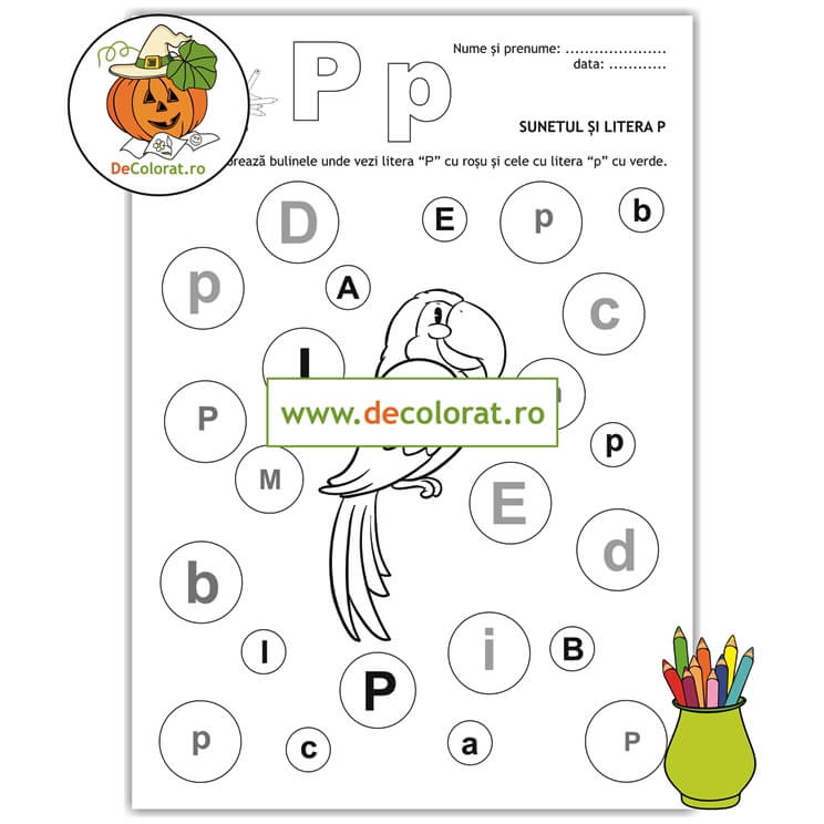 Fișă de lucru cu litera și sunetul P – Să învățăm literele P mare și p mic!