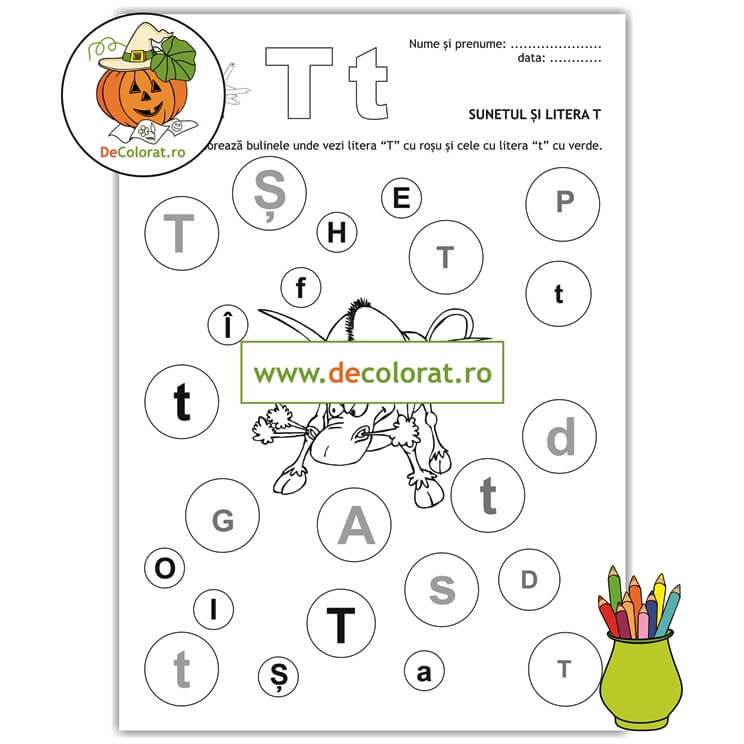 Fișă de lucru cu litera și sunetul T – Să învățăm literele T mare și t mic!