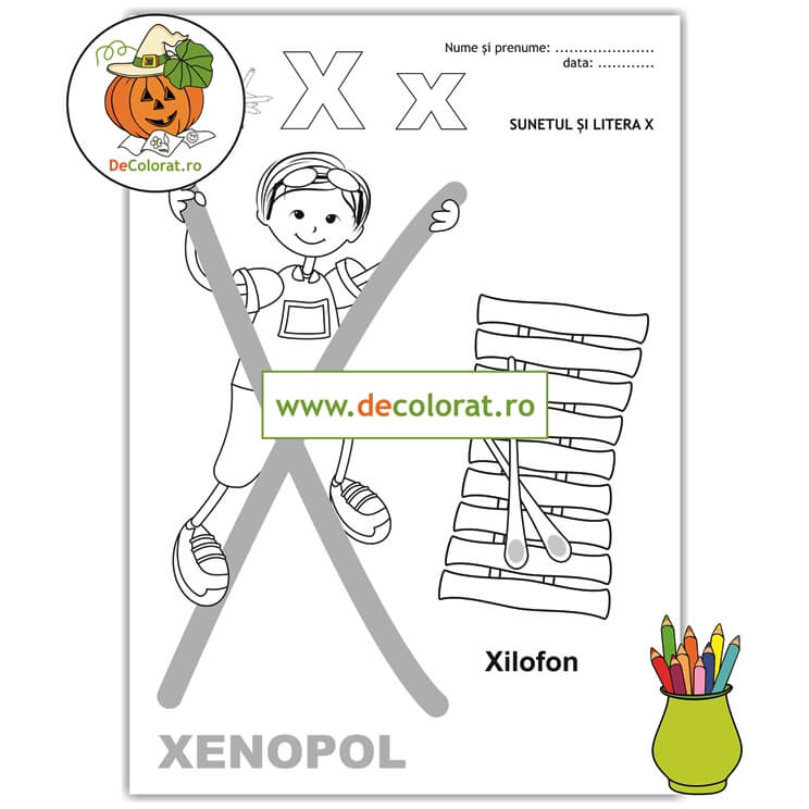 Fișă de lucru cu litera și sunetul X – Să învățăm litera X cu Xenopol!