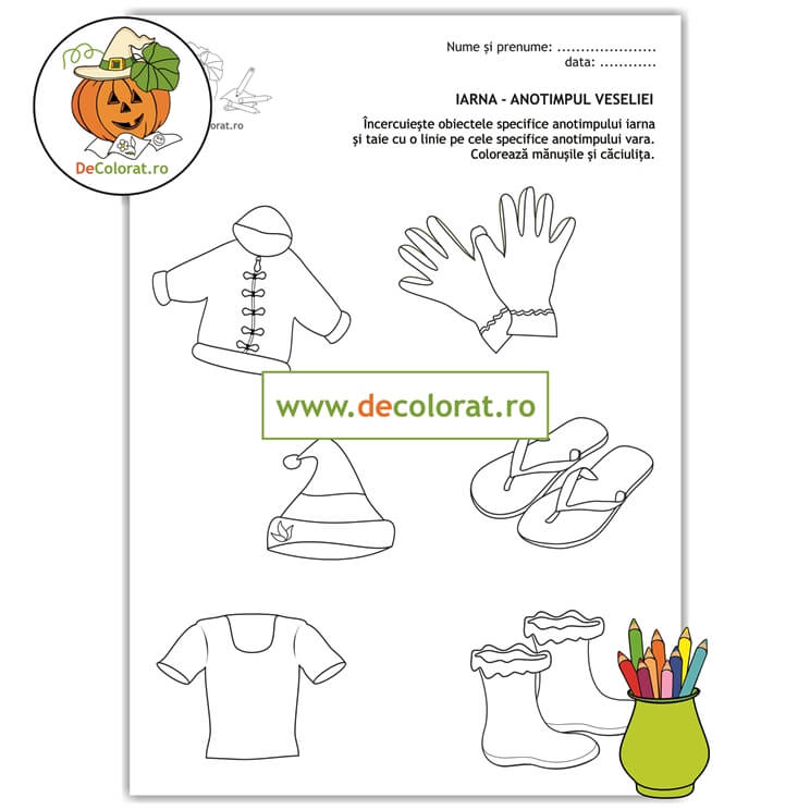 Vestimentație de iarnă  – fișă de lucru