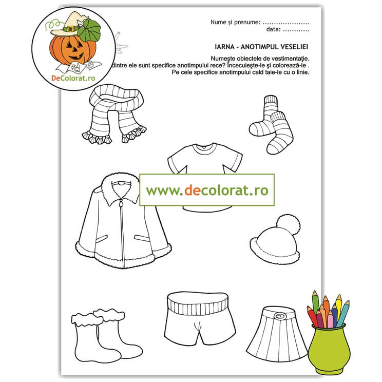 Îmbrăcăminte de iarnă  – fișă de lucru