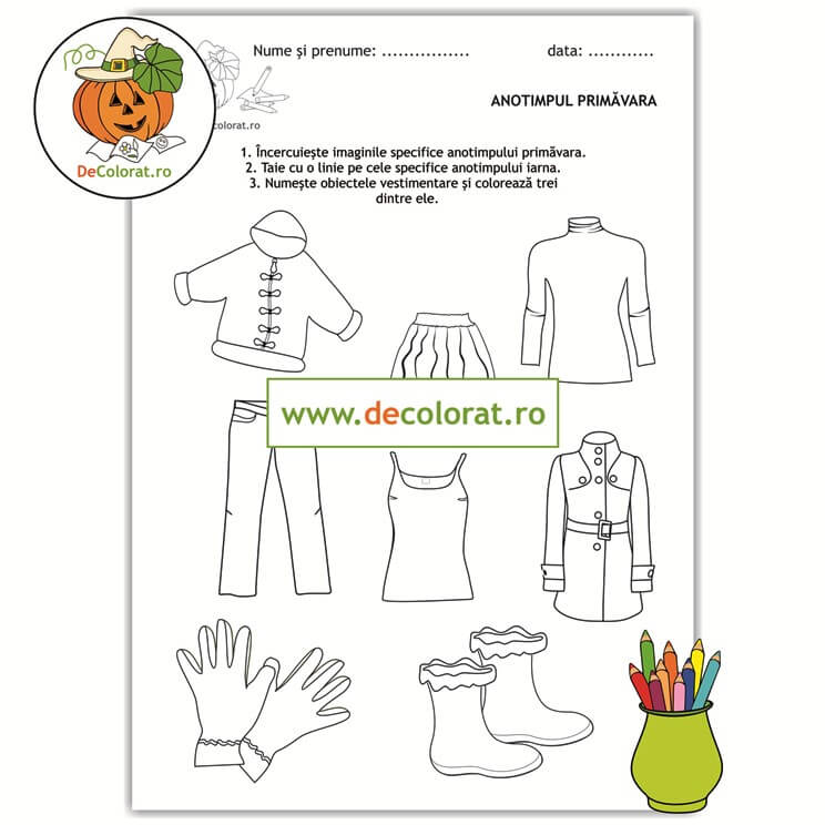 Îmbrăcăminte de primăvară  – fișă de lucru