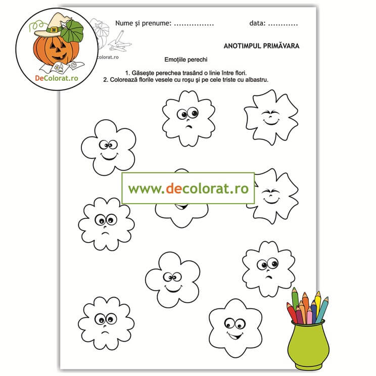 Primăvara – fișă cu emoții perechi