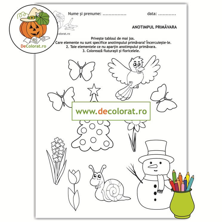 Fișă de lucru identificare elemente de primăvară