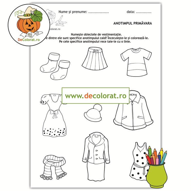 Vestimentație de primăvară  – fișă de lucru