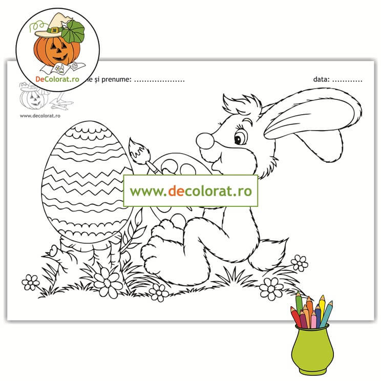 Iepurașul de paște – planșă de colorat