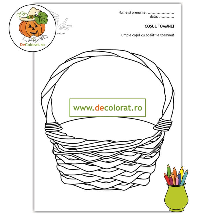 Coșul cu bogățiile toamnei – fișă de desenat