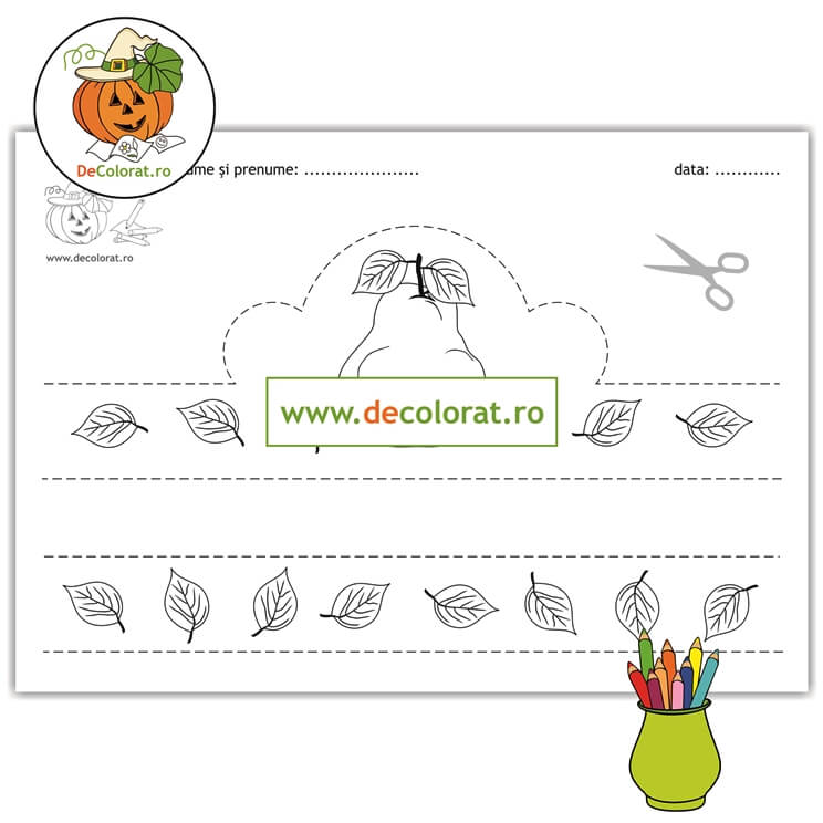 Coronița cu gutuie – fișă de colorat și de decupare