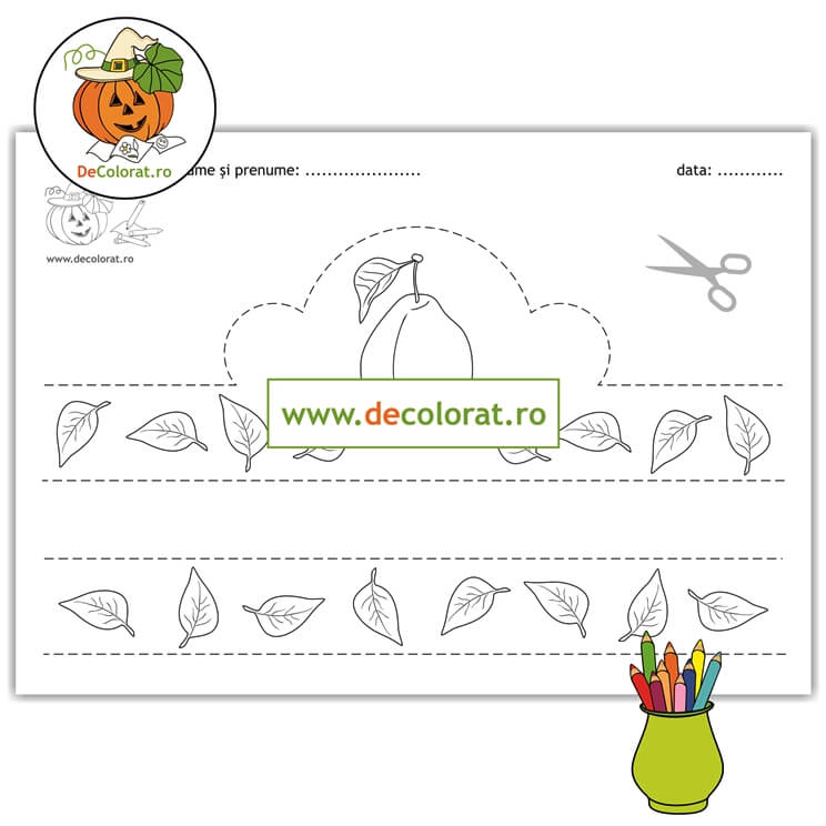 Coronița cu prună – fișă de colorat și de decupare