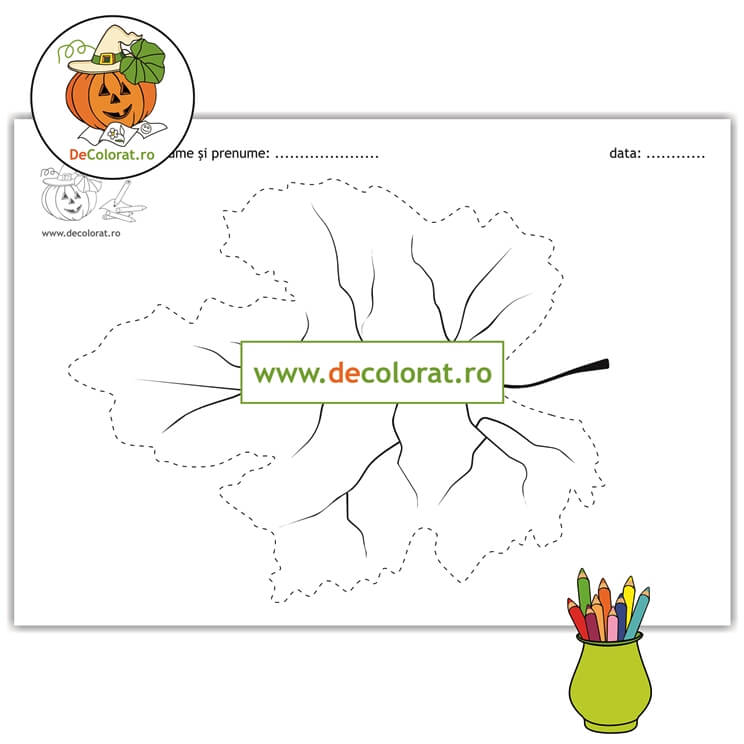 Frunza de viță de vie – fișă de trasare și de colorat – activități de toamnă