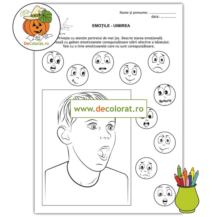 Fișă de lucru de identificare a emoțiilor – Uimirea