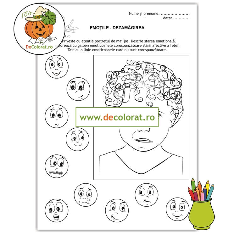 Fișă de lucru de identificare a emoțiilor – Dezamăgirea