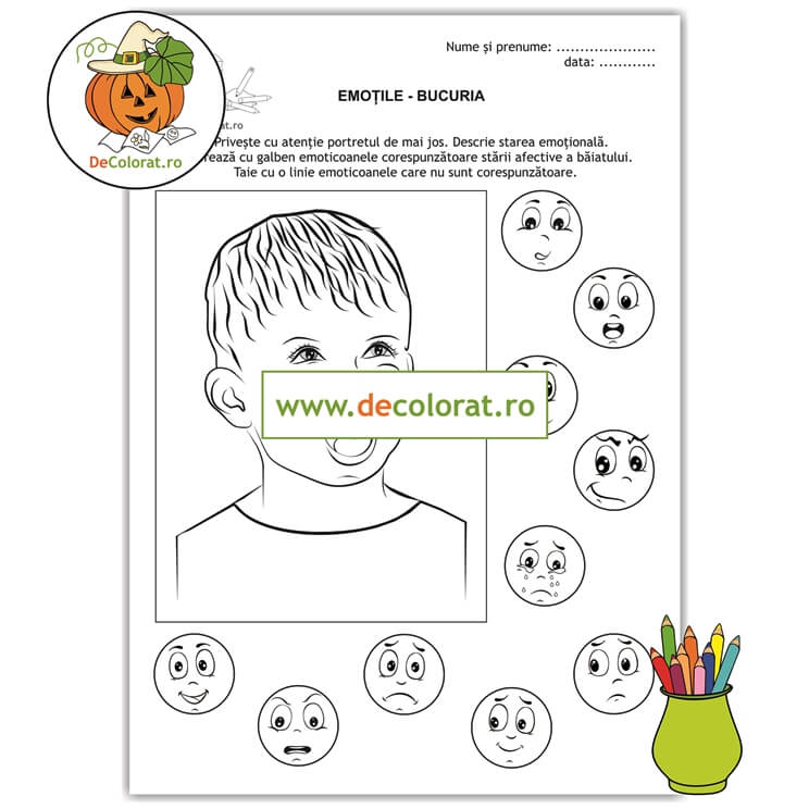 Fișă de lucru de identificare a emoțiilor – Bucuria