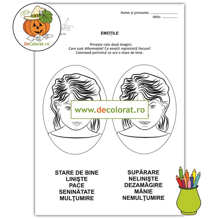 Fișă de lucru recunoașterea emoțiilor – analiză portret