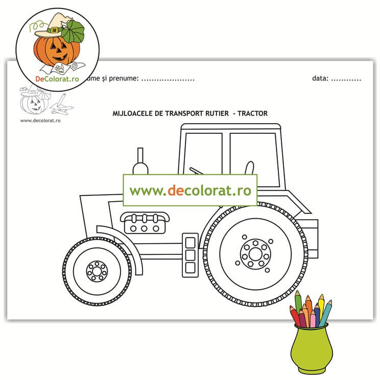 Mijloace de transport terestru – rutier – Tractor – planșă de colorat