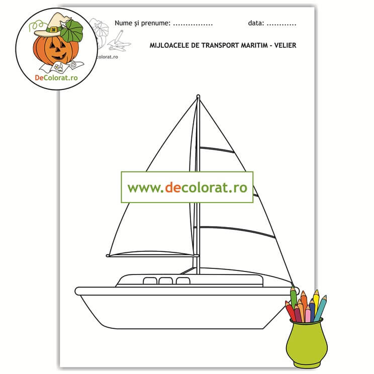 Mijloace de transport pe apă – maritim – Velier – planșă de colorat
