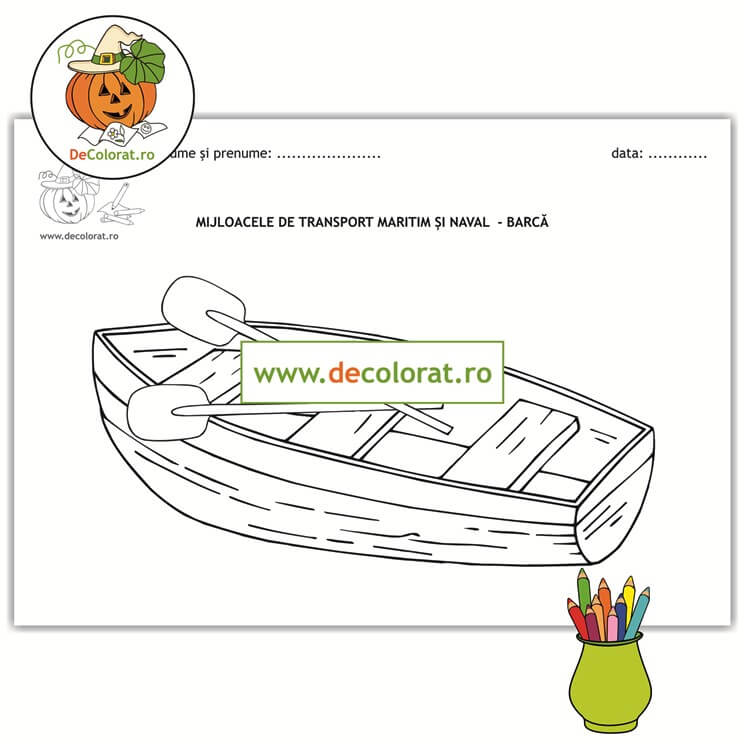 Mijloace de transport pe apă – naval – Barca – planșă de colorat