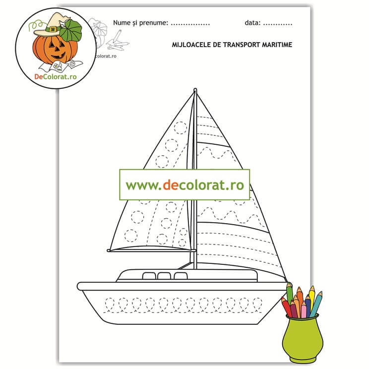 Mijloace de transport maritim – Iahtul – fișă cu exercitii grafice