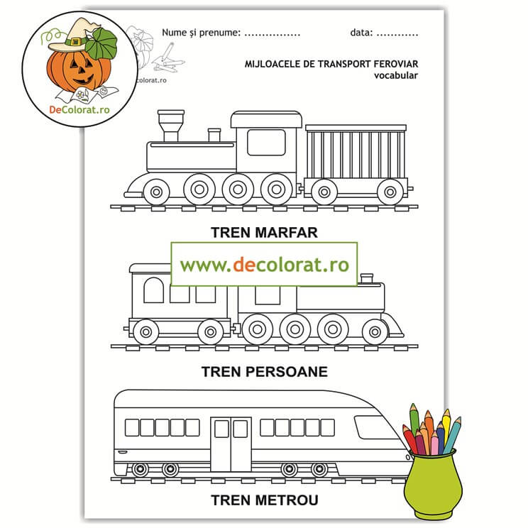 Mijloacele de transport terestru – feroviar – fișă de lucru – vocabular