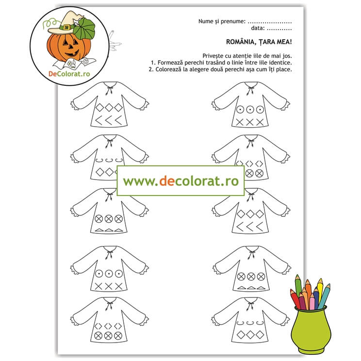 Ia – fișă de lucru formare perechi – tradiții românești