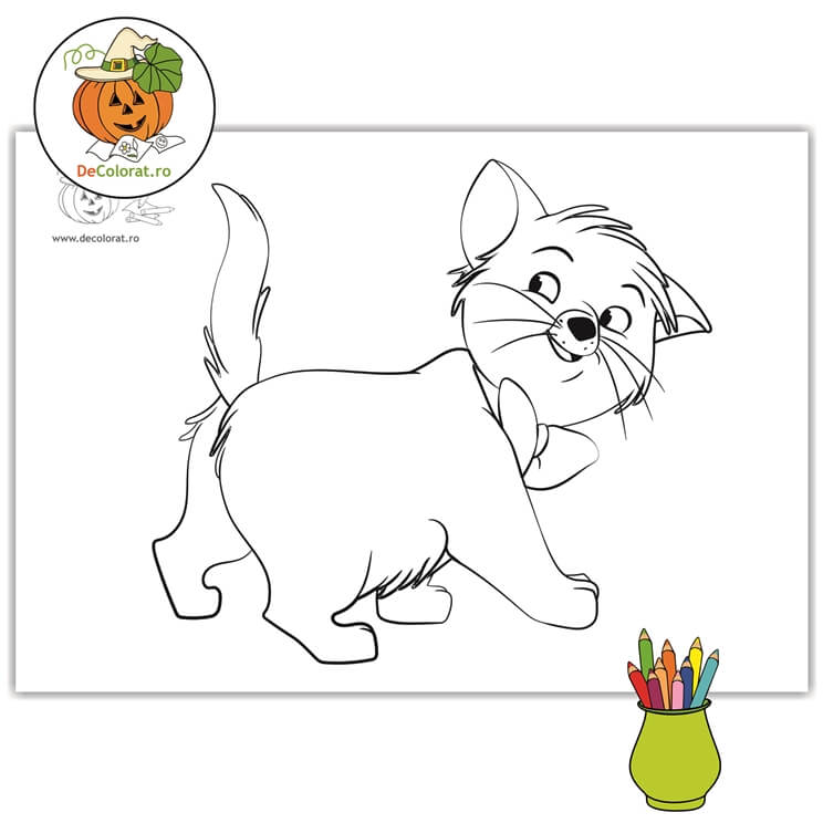 Planșă de colorat cu Toulouse din desenul animat  “Pisicile aristocrate” (Duplicat)