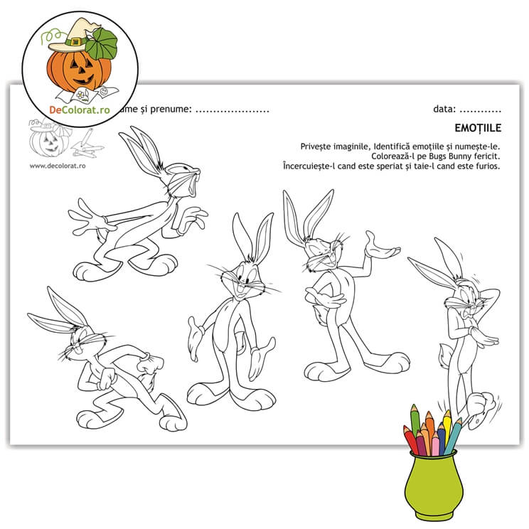 Bugs Bunny și emoțiile – fisă de lucru pentru identificarea emoțiilor