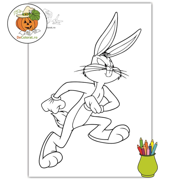Planșă de colorat cu Bugs Bunny – iepurele supărat