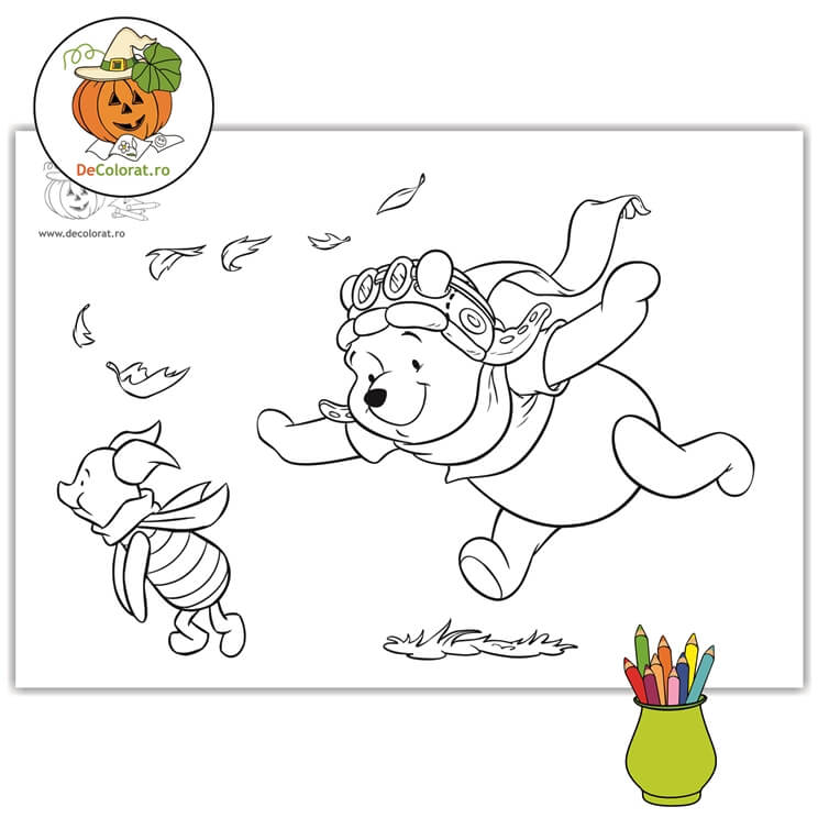 Planșă de colorat cu Winnie și Piglet