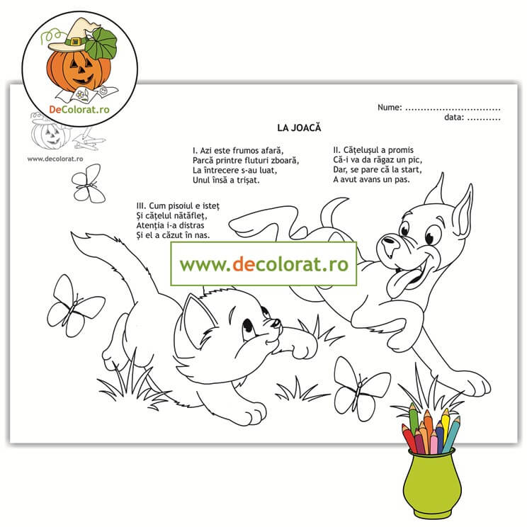 La joacă – planșă de colorat cu poezie