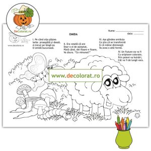 plansa de colorat fluture si omida