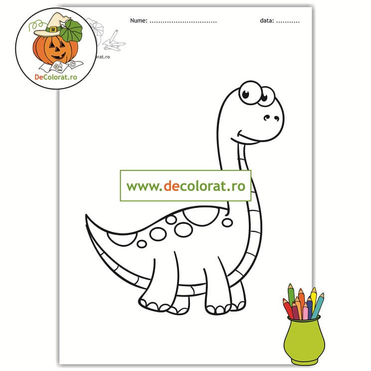 Dinozaur – plansă de colorat