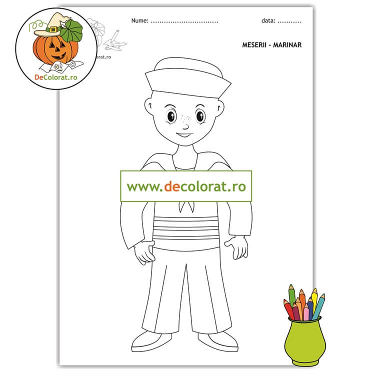 Meserii (marinar) – planșă de colorat